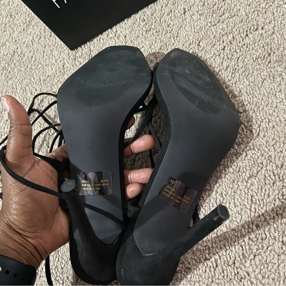 Fashion Nova Black Strappy Lace up Heels Size 10 - Picture 3 of 8